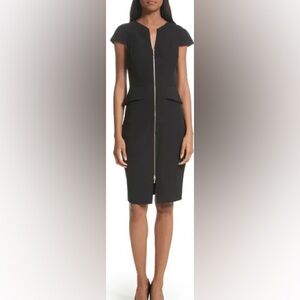 Ted Baker Womens Full Zip Front Elegant‎ Black Dress with Gold Zipper Size 4